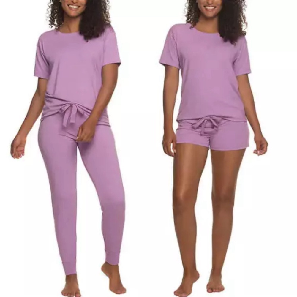 ⚡️Felina Women's 3 Pc Set Lounge Pants Shorts & Shirt Purple -Large